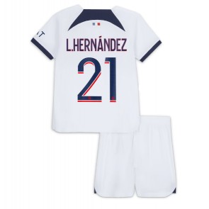 Paris Saint-Germain Lucas Hernandez #21 Bortaställ Barn 2023-24 Kortärmad (+ Korta byxor)